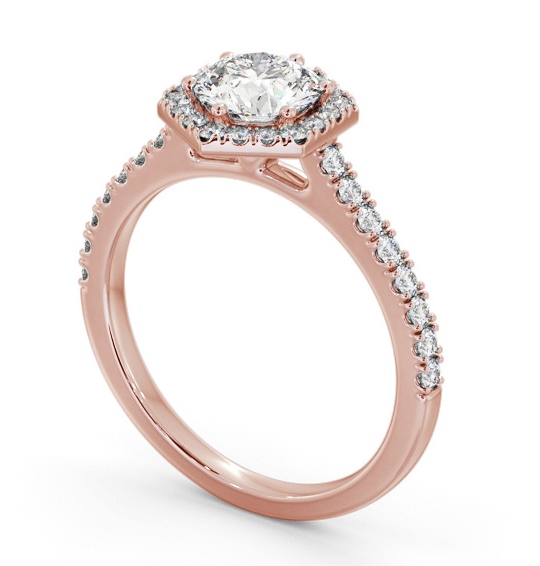 Round Diamond with Hexagon Shape Halo Engagement Ring 18K Rose Gold ENRD227_RG_THUMB1 