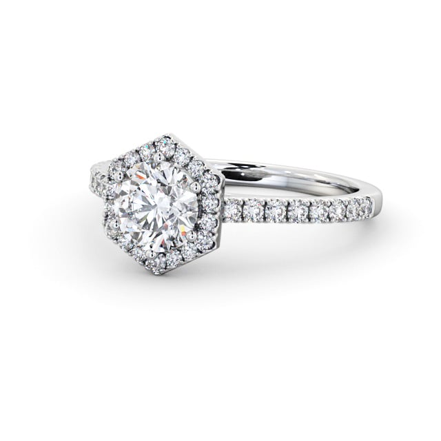 Halo Round Diamond Engagement Ring Platinum - Laing ENRD227_WG_FLAT