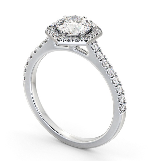 Round Diamond with Hexagon Shape Halo Engagement Ring 18K White Gold ENRD227_WG_THUMB1 