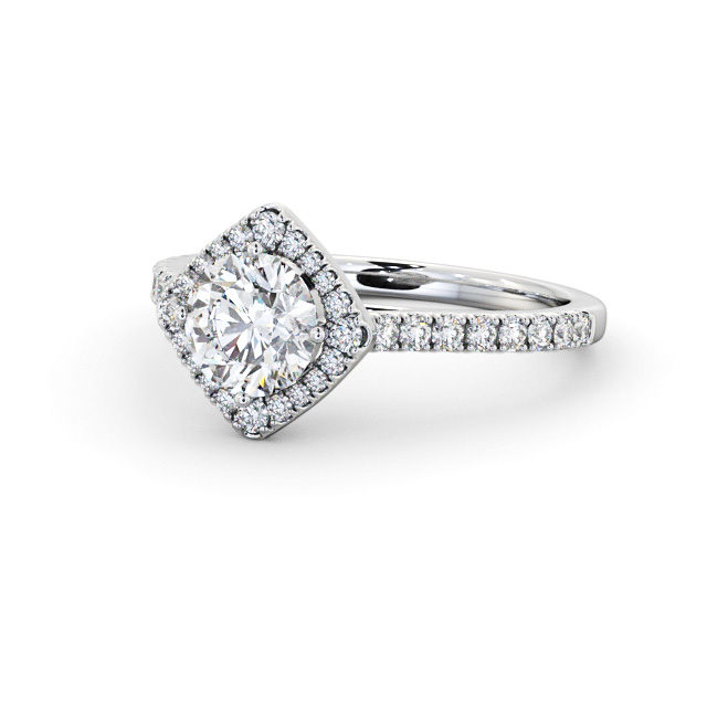 Halo Round Diamond Engagement Ring Platinum - Luciana ENRD228_WG_FLAT