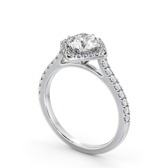 Halo Round Diamond Engagement Ring 18K White Gold - Luciana ENRD228_WG_SIDE