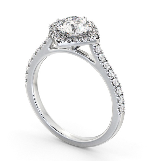 Halo Round Diamond Engagement Ring 18K White Gold - Luciana ENRD228_WG_THUMB1