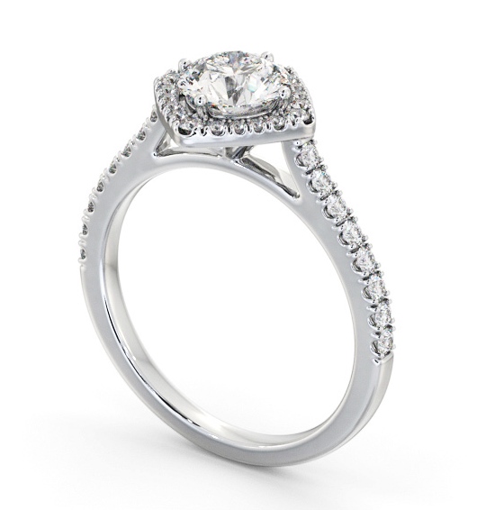 Halo Round Diamond with Rotated Head Engagement Ring 18K White Gold ENRD228_WG_THUMB1