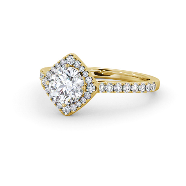 Halo Round Diamond Engagement Ring 18K Yellow Gold - Luciana ENRD228_YG_FLAT