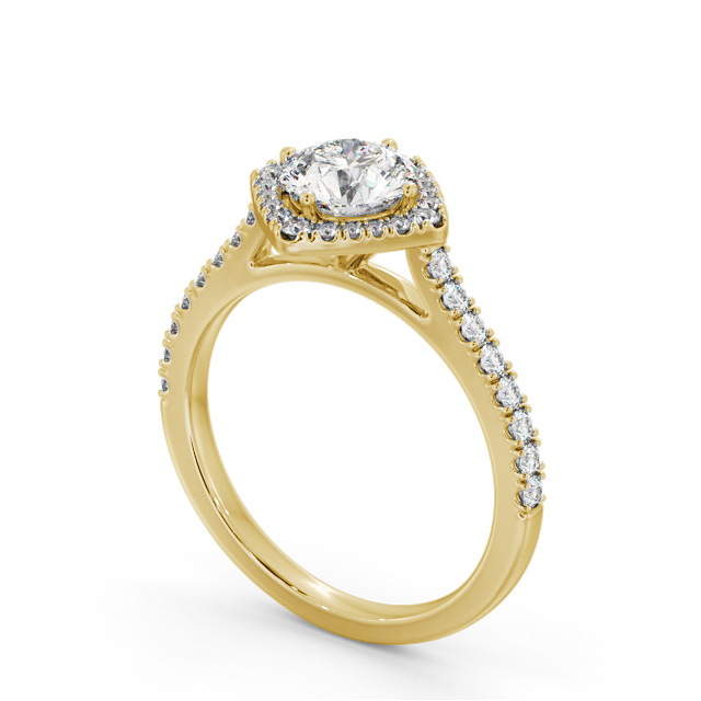 Halo Round Diamond Engagement Ring 18K Yellow Gold - Luciana ENRD228_YG_SIDE