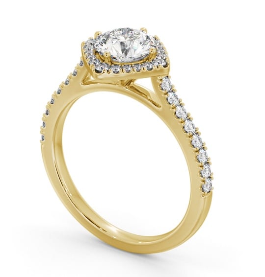  Halo Round Diamond Engagement Ring 18K Yellow Gold - Luciana ENRD228_YG_THUMB1 