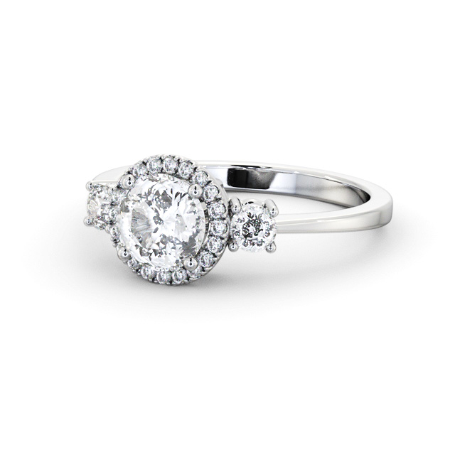 Halo Round Diamond Engagement Ring Platinum - Paddock ENRD229_WG_FLAT