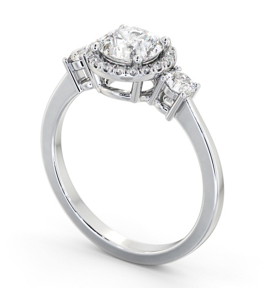 Halo Round Diamond Engagement Ring with Accent Diamonds Palladium ENRD229_WG_THUMB1