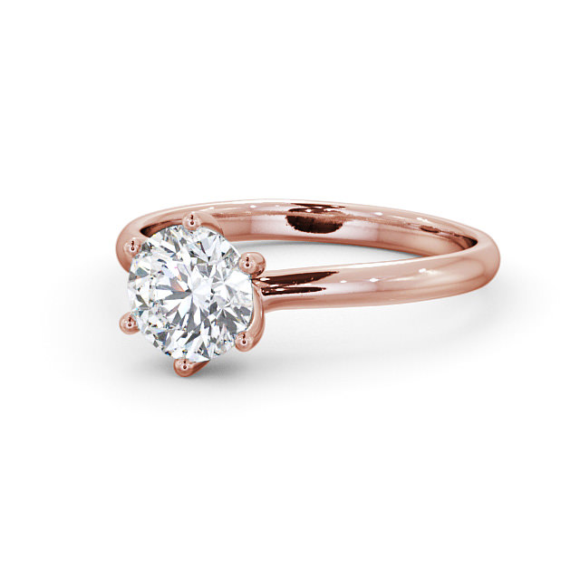 Round Diamond Engagement Ring 18K Rose Gold Solitaire - Flore ENRD22_RG_FLAT