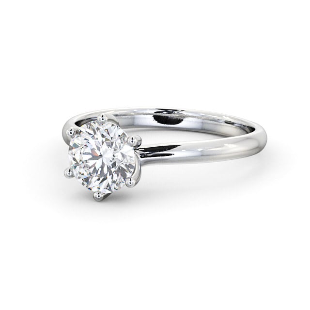 Round Diamond Engagement Ring Platinum Solitaire - Flore ENRD22_WG_FLAT