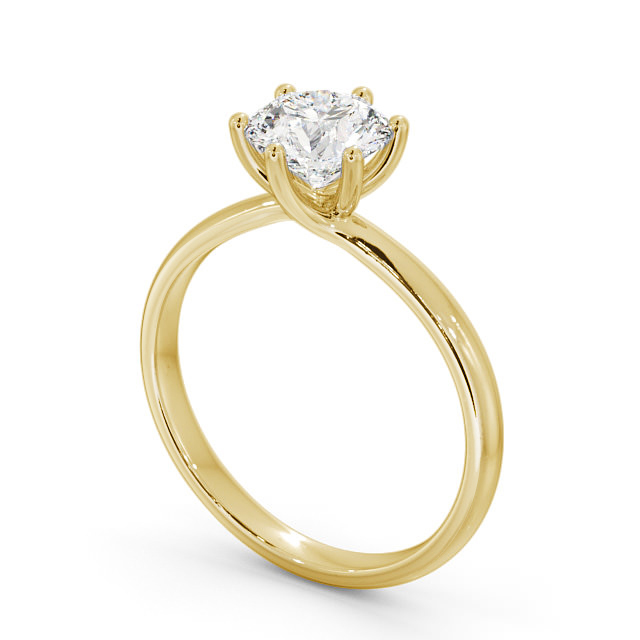 Round Diamond Engagement Ring 18K Yellow Gold Solitaire - Flore ENRD22_YG_SIDE
