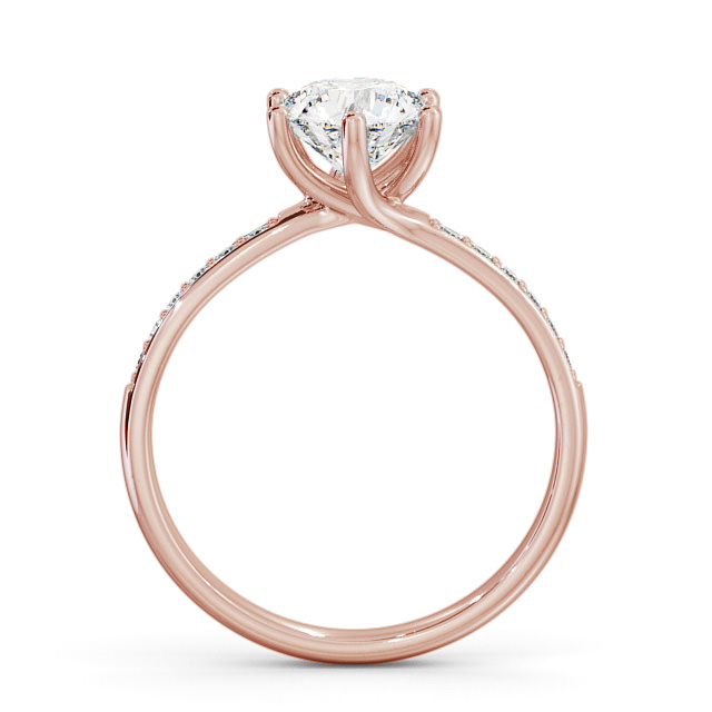 Round Diamond Engagement Ring 18K Rose Gold Solitaire With Side Stones - Avon ENRD22S_RG_UP