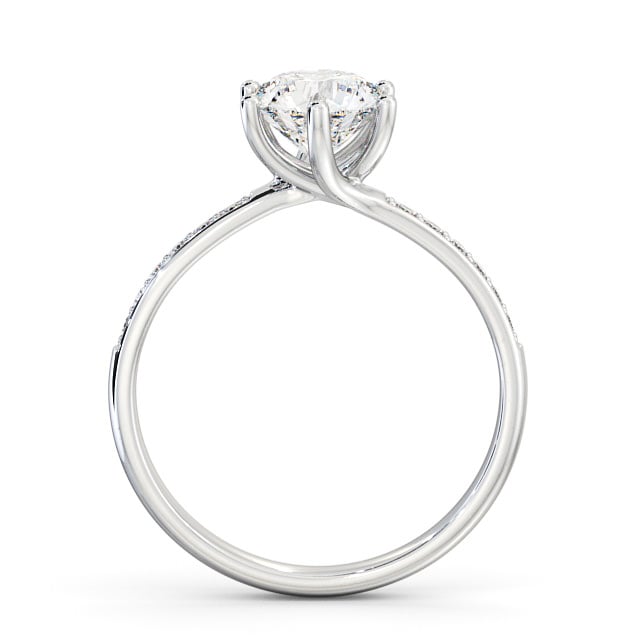 Round Diamond Engagement Ring 18K White Gold Solitaire With Side Stones - Avon ENRD22S_WG_UP