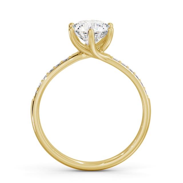 Round Diamond Engagement Ring 18K Yellow Gold Solitaire With Side Stones - Avon ENRD22S_YG_UP