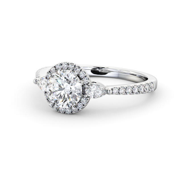 Halo Round Diamond Engagement Ring Platinum - Munise ENRD231_WG_FLAT