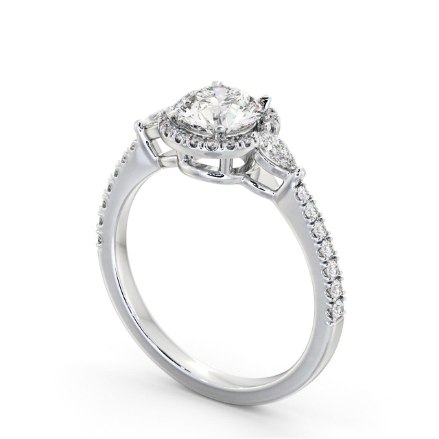 Halo Round Diamond Engagement Ring Platinum - Munise ENRD231_WG_SIDE