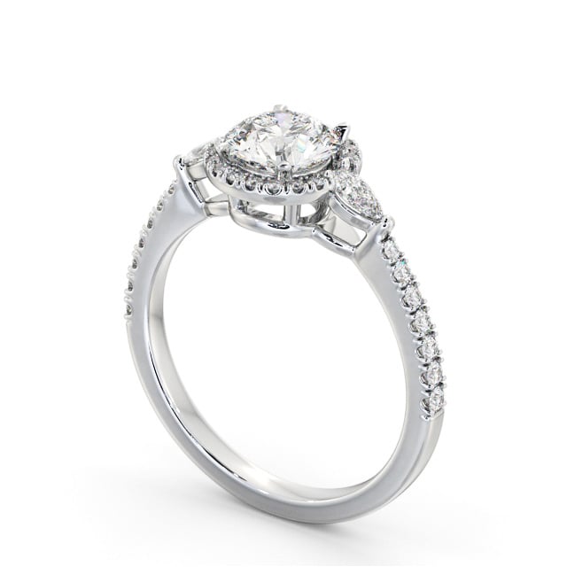 Halo Round Diamond Engagement Ring Palladium - Munise ENRD231_WG_SIDE