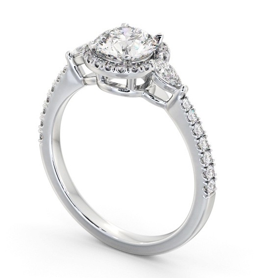 Halo Round Diamond Engagement Ring 18K White Gold - Munise ENRD231_WG_THUMB1