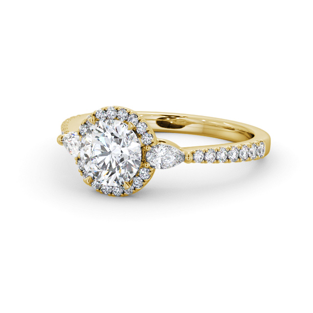 Halo Round Diamond Engagement Ring 18K Yellow Gold - Munise ENRD231_YG_FLAT