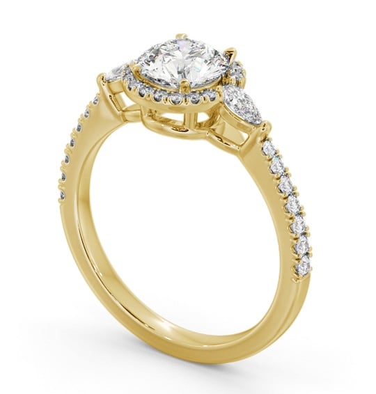  Halo Round Diamond Engagement Ring 18K Yellow Gold - Munise ENRD231_YG_THUMB1 