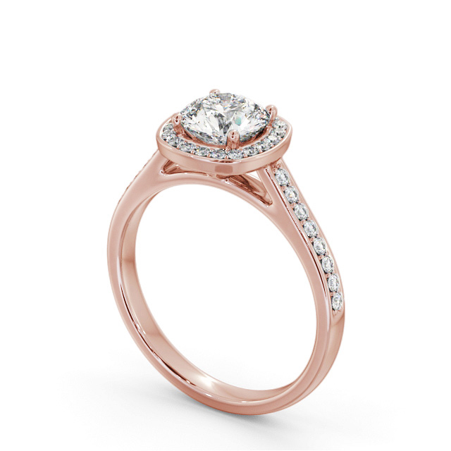 Halo Round Diamond Engagement Ring 18K Rose Gold - Padilla ENRD232_RG_SIDE