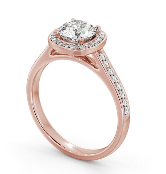 Round Diamond with Channel Set Halo Engagement Ring 18K Rose Gold ENRD232_RG_THUMB1