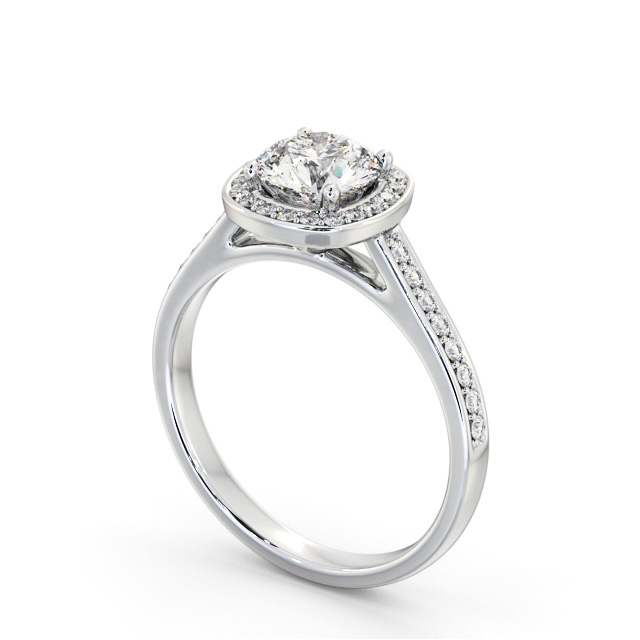 Halo Round Diamond Engagement Ring 18K White Gold - Padilla