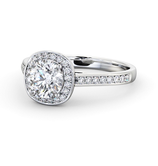  Halo Round Diamond Engagement Ring 18K White Gold - Padilla ENRD232_WG_THUMB2 