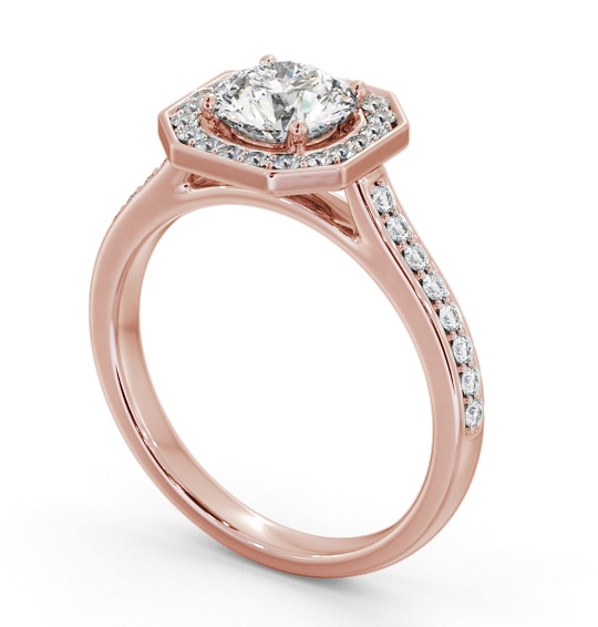 Halo Round Diamond Engagement Ring 9K Rose Gold - Bowen ENRD233_RG_THUMB1