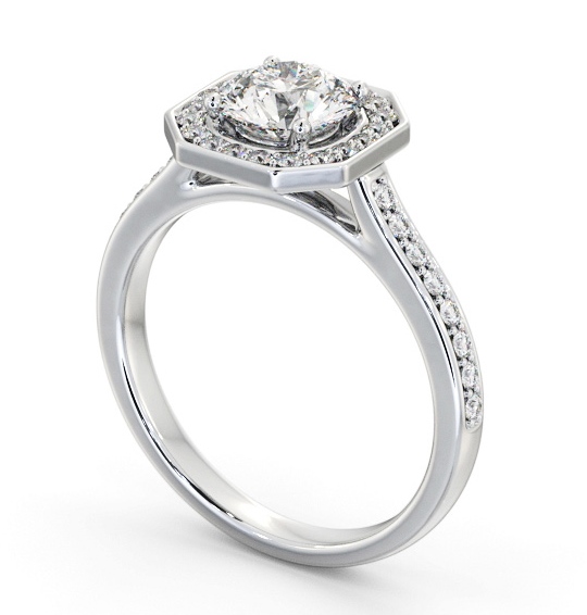 Round Diamond with Octagon Shape Halo Engagement Ring Platinum ENRD233_WG_THUMB1 