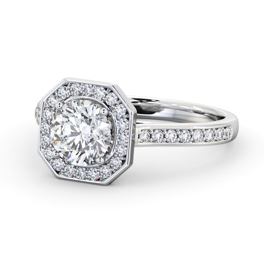  Halo Round Diamond Engagement Ring Platinum - Bowen ENRD233_WG_THUMB2 