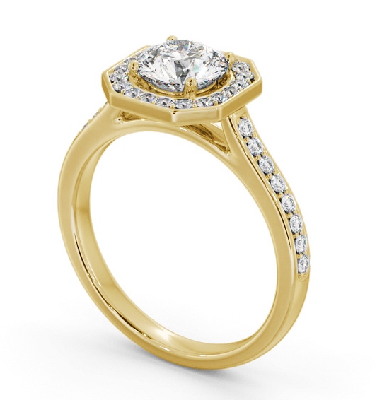  Halo Round Diamond Engagement Ring 18K Yellow Gold - Bowen ENRD233_YG_THUMB1 