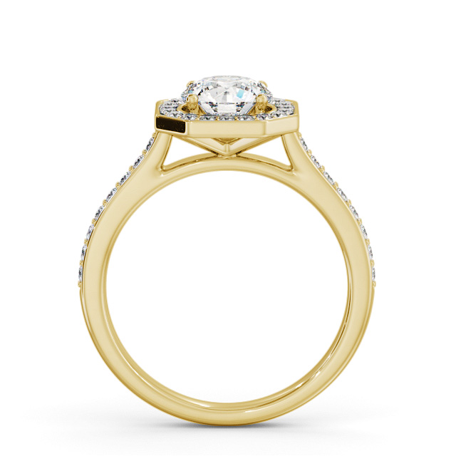 Halo Round Diamond Engagement Ring 18K Yellow Gold - Bowen ENRD233_YG_UP