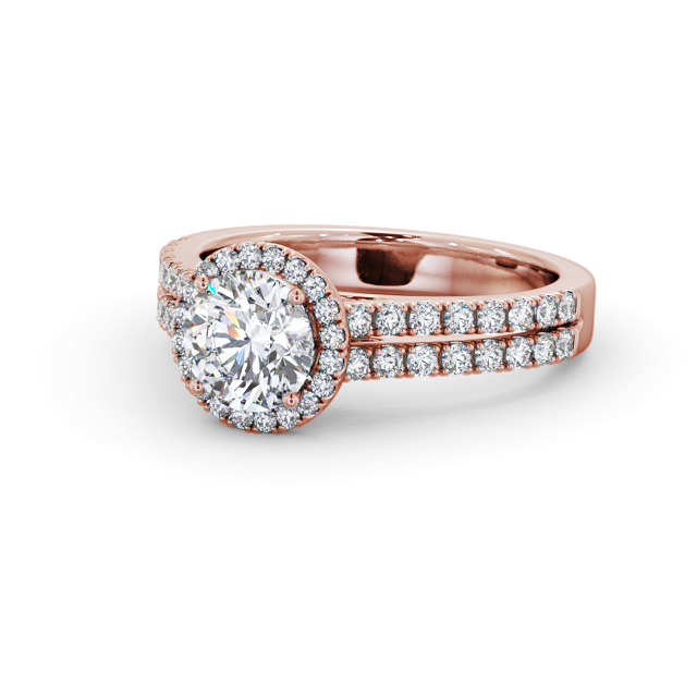 Halo Round Diamond Engagement Ring 9K Rose Gold - Saffa ENRD234_RG_FLAT