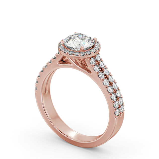 Halo Round Diamond Engagement Ring 9K Rose Gold - Saffa ENRD234_RG_SIDE