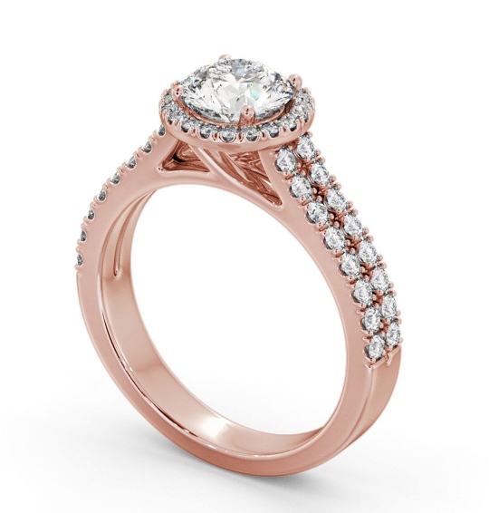 Halo Round Diamond Split Band Engagement Ring 18K Rose Gold ENRD234_RG_THUMB1