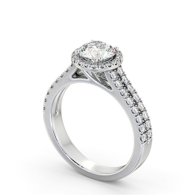 Halo Round Diamond Engagement Ring Platinum - Saffa ENRD234_WG_SIDE
