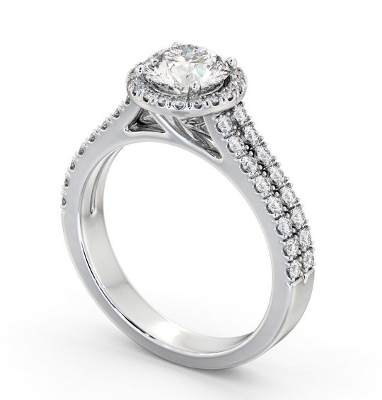  Halo Round Diamond Engagement Ring 9K White Gold - Saffa ENRD234_WG_THUMB1 