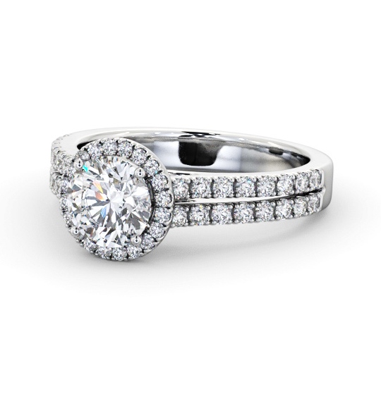  Halo Round Diamond Engagement Ring 18K White Gold - Saffa ENRD234_WG_THUMB2 