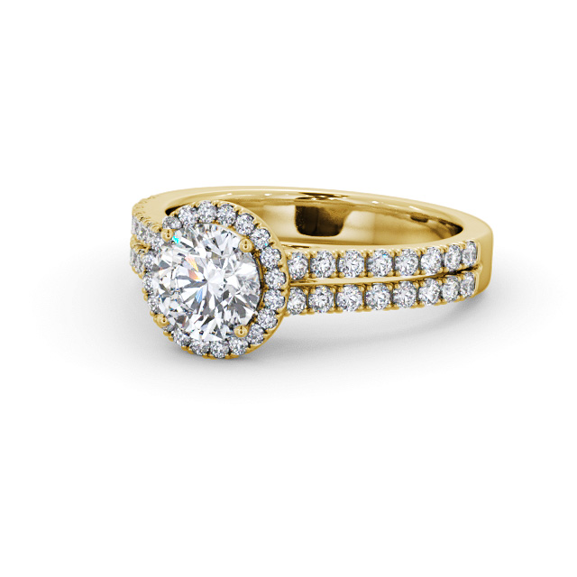 Halo Round Diamond Engagement Ring 18K Yellow Gold - Saffa ENRD234_YG_FLAT