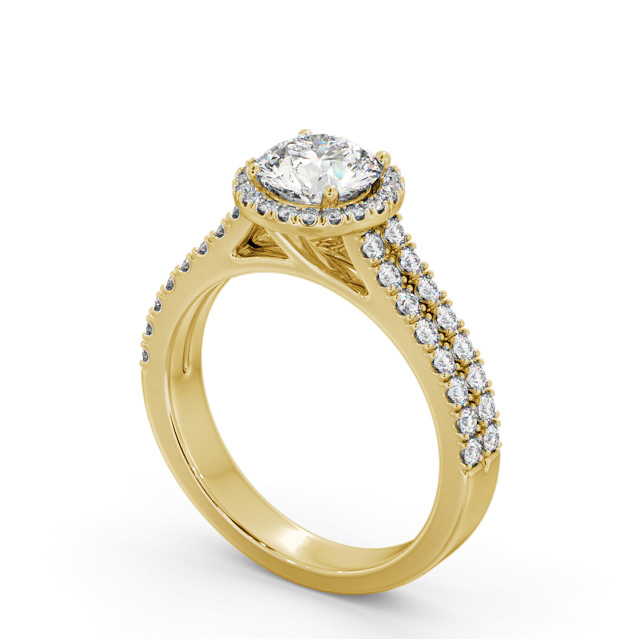 Halo Round Diamond Engagement Ring 18K Yellow Gold - Saffa ENRD234_YG_SIDE