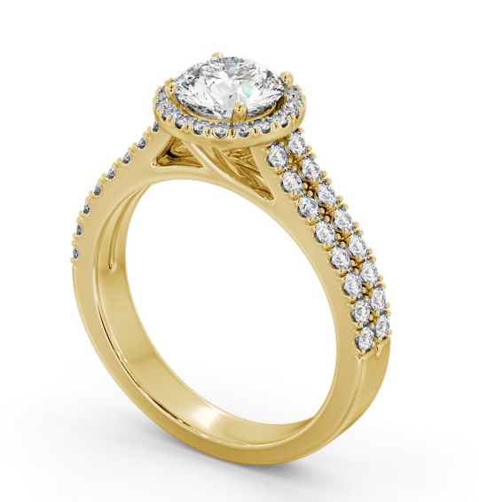  Halo Round Diamond Engagement Ring 18K Yellow Gold - Saffa ENRD234_YG_THUMB1 
