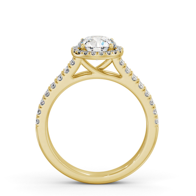 Halo Round Diamond Engagement Ring 18K Yellow Gold - Saffa ENRD234_YG_UP