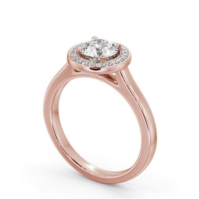 Halo Round Diamond Engagement Ring 18K Rose Gold - Seymour ENRD236_RG_SIDE