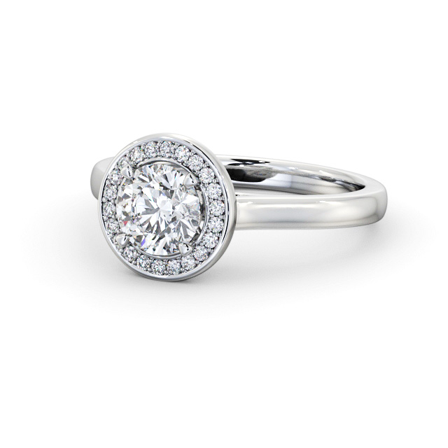 Halo Round Diamond Engagement Ring Platinum - Seymour ENRD236_WG_FLAT