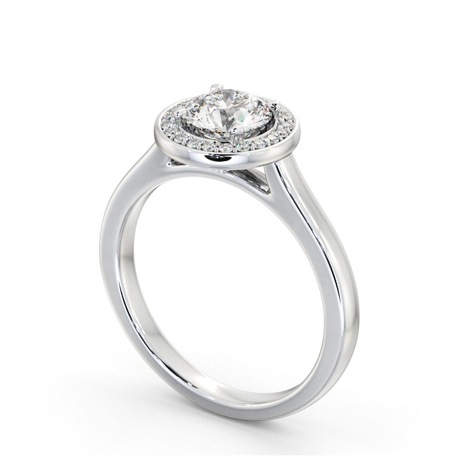 Halo Round Diamond Engagement Ring Platinum - Seymour ENRD236_WG_SIDE