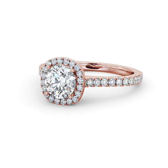 Halo Round Diamond Engagement Ring 18K Rose Gold - Kendra ENRD237_RG_FLAT