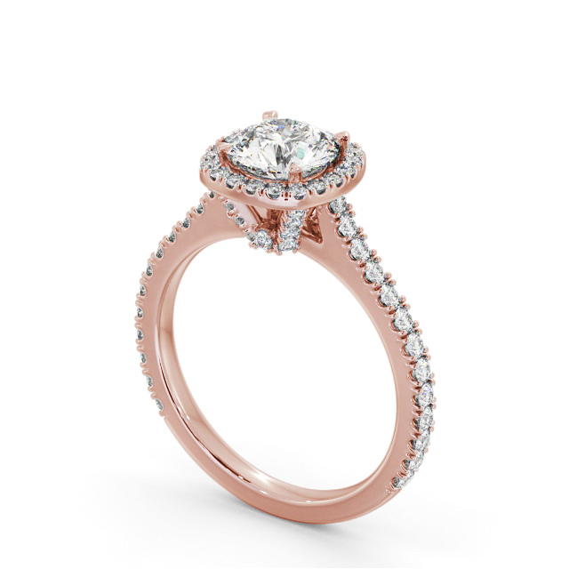 Halo Round Diamond Engagement Ring 18K Rose Gold - Kendra ENRD237_RG_SIDE