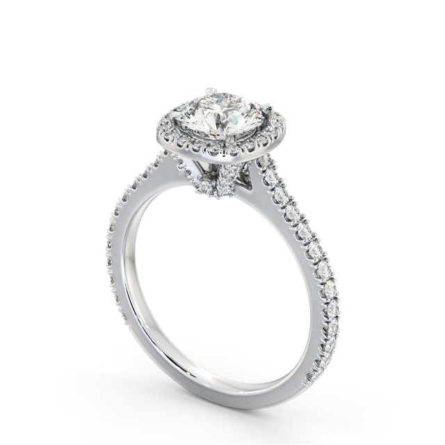 Halo Round Diamond Engagement Ring Platinum - Kendra ENRD237_WG_SIDE