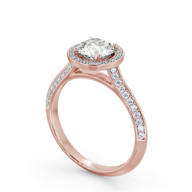 Halo Round Diamond Engagement Ring 9K Rose Gold - Alberbury ENRD238_RG_SIDE